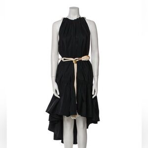 Elegant Black Dress with Rope Belt